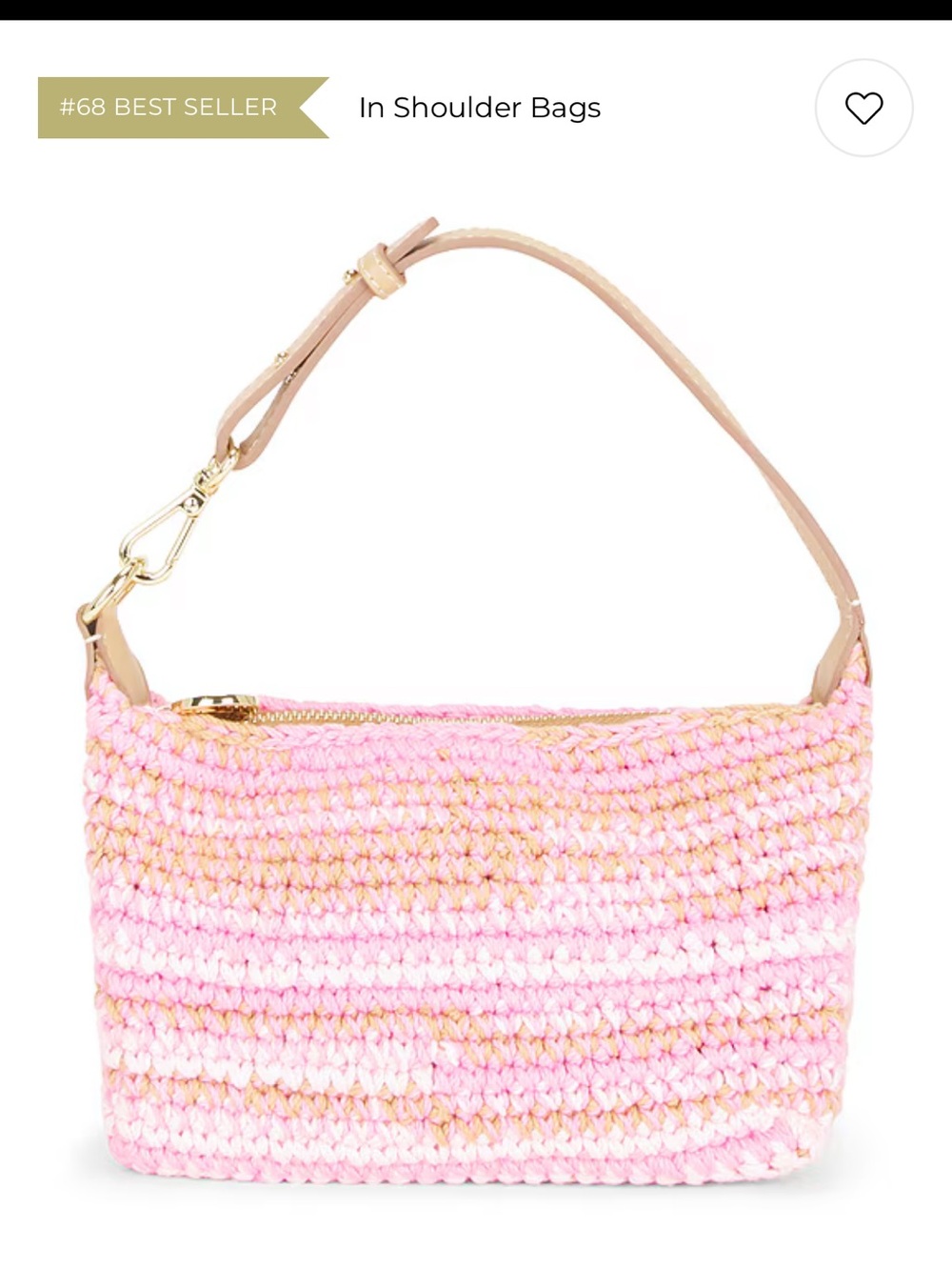 Stoney Clover Lane Pink Crochet Mini Shoulder Bag with Tan Strap